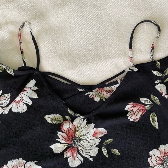 Gorgeous Black Floral Cold Shoulder Blouse with Cross Back Detail - Picture 8 of 9